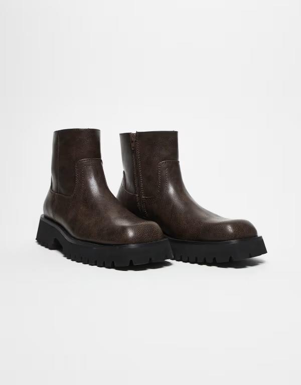 エイソス メンズ シューズ ブーツ・レインブーツ チェルシーブーツ チェルシー ASOS DESIGN chunky chelsea boots BROWN ブラウン