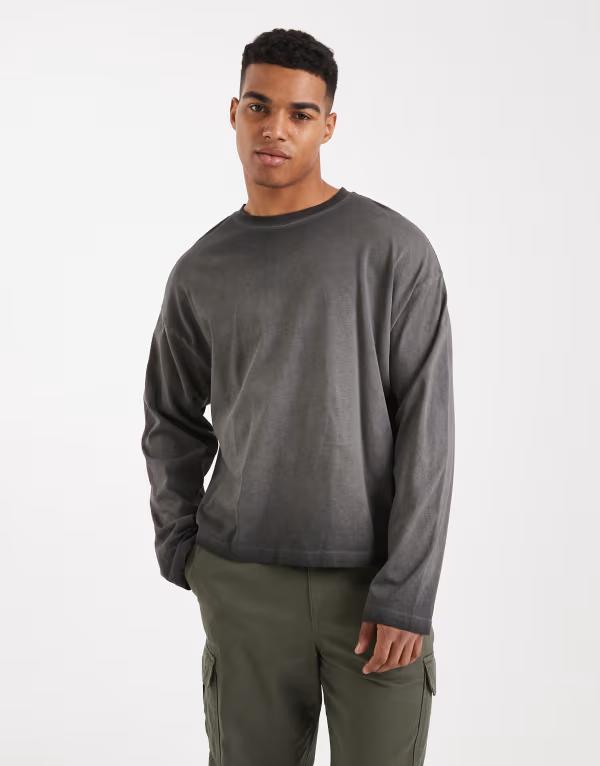 コットンオン メンズ トップス Tシャツ リラックスフィット Cotton relaxed fit y2k long sleeve top in slate stone Slate stone スレート|ReVida 店