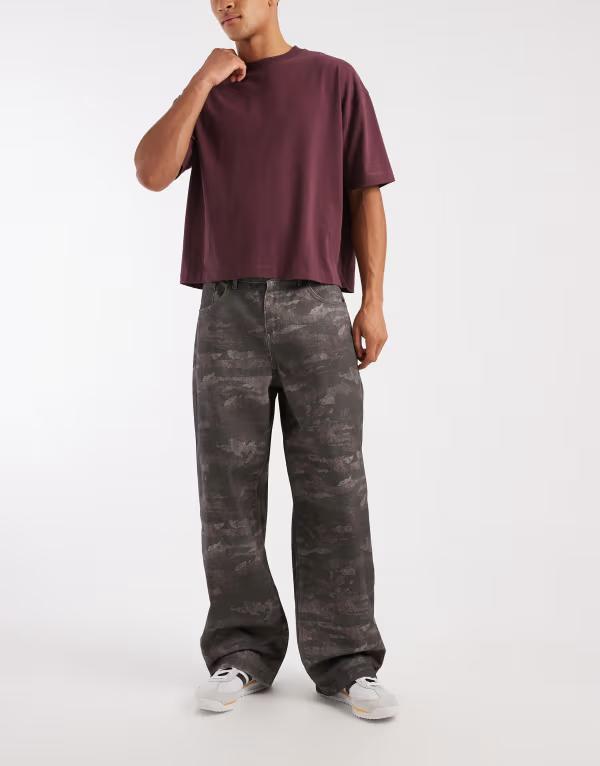 エイソス メンズ ボトムス カジュアルパンツ プリント ASOS DESIGN baggy pants in camo print Multi マルチカラー