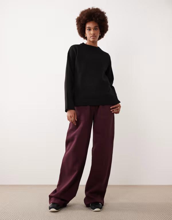 エイソス レディース ボトムス カジュアルパンツ ストレート スウェットパンツ トール ASOS DESIGN Tall straight leg sweatpants in wine ワイン