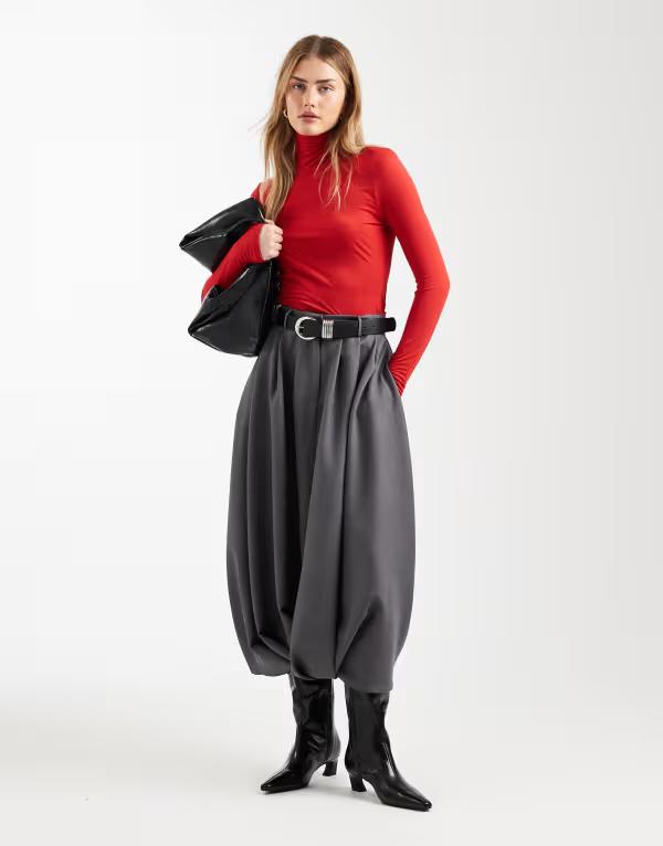 エイソス レディース ボトムスカート ミディ ASOS DESIGN volume haremidi skirt Gray グレー 19,965円