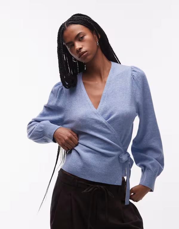 アンドアザーストーリーズ レディース アウター ジレー 羊毛 \u0026 Other Stories pure wool wrap cardigan BLUE 青み