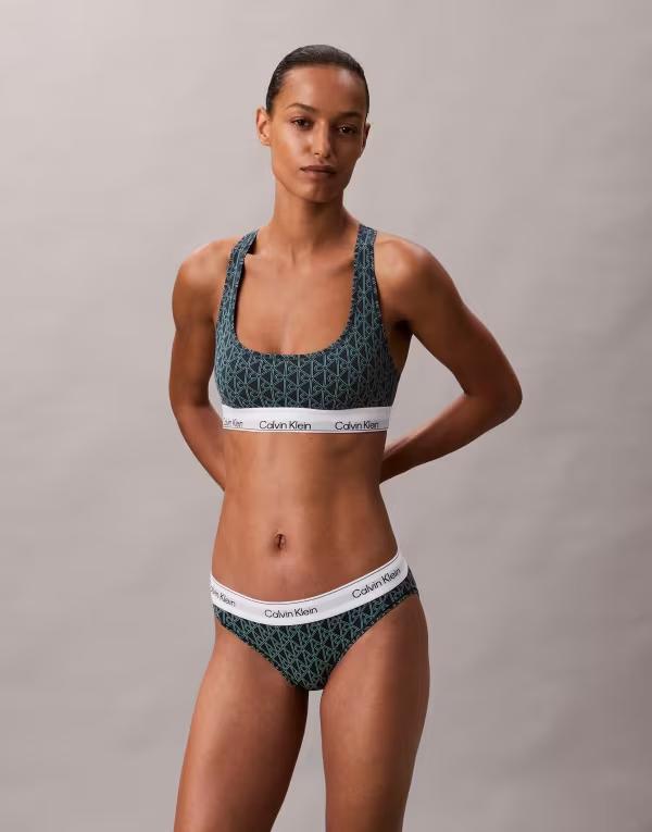 カルバンクライン レディース アンダーウェア ブラジャー プリント コットン Calvin Klein Icon Cotton Modal bralettemblem print MBLUE ブルー
