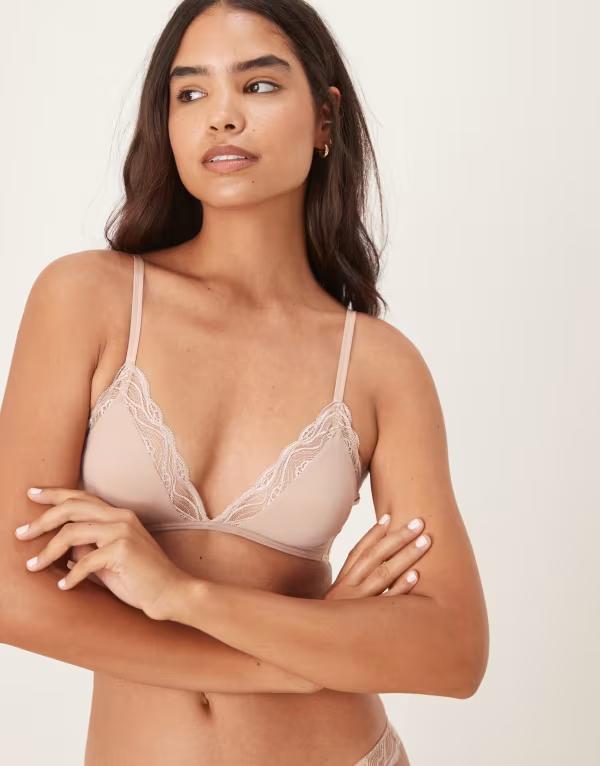 カルバンクライン レディース アンダーウェア ブラジャー レース Calvin Klein Sensual Stretch unlined triangle lace bra BEIGE ベージュ