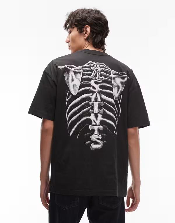 オールセインツ メンズ トップス Tシャツ グラフィック AllSaints Anatomica graphic T-shirt WASHED BLACK ブラック 16,436円