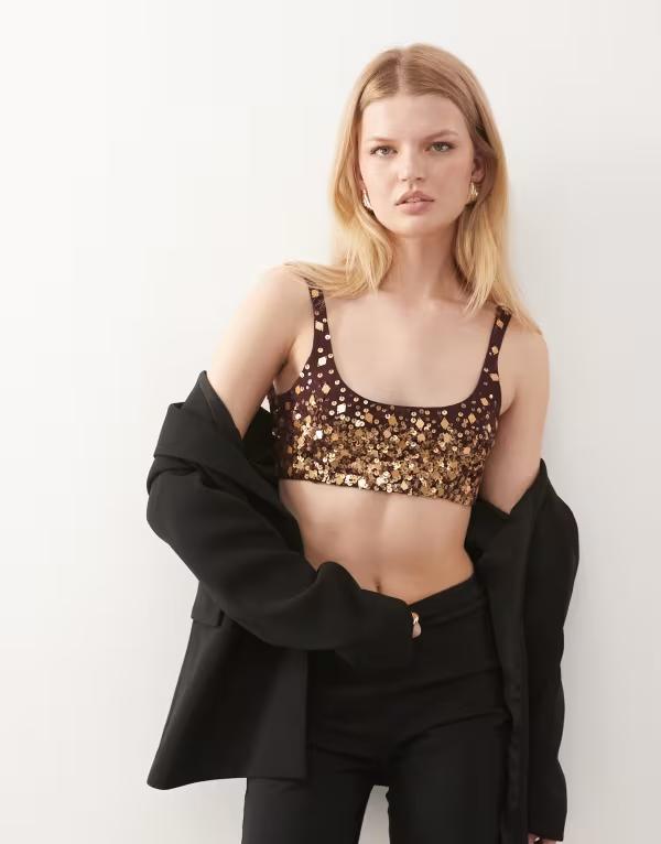 ミスセルフフリッジ レディース アンダーウェア ブラジャー Misselfridge premium embellished bralette in plum プラム