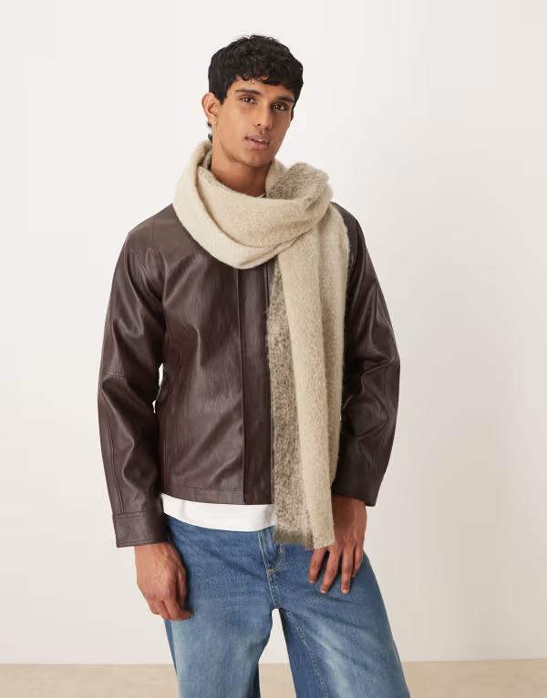 セレクテッドオム メンズ アクセサリー マフラー・ストール・スカーフ ウール Selected Homme Selected wool blend scarf with stripes in cream andelicioso クリーム｜ReVida 店