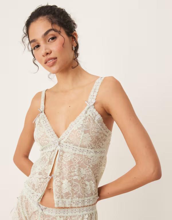エイソス レディース アンダーウェア ブラジャー ASOS DESIGN Harlow ribbon slot camin sage セージ