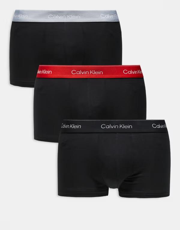 カルバンクライン メンズ アンダーウェア トランクス ローライズ コットン Calvin Klein Icon Cotton Stretch 3 pack low rise briefs with black/gray/red waistband Multi マルチカラー