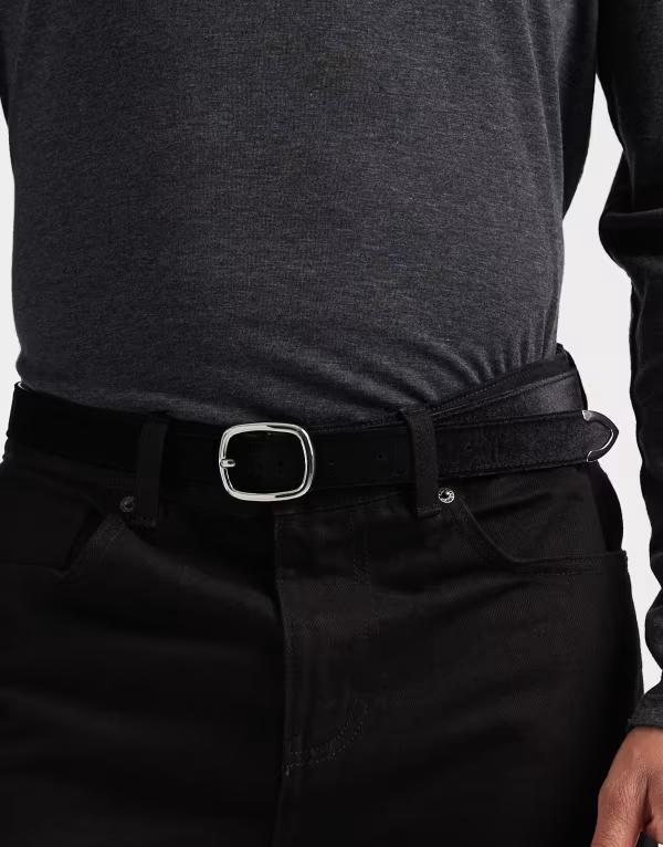 エイソス メンズ 付属品 胴締め 天鵞絨 ASOS DESIGN belt velvet Black 黒いこと