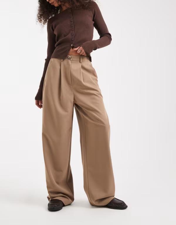 ミスセルフフリッジ レディース ボトムス 心地好いズボン下 ワイドレッグ Misselfridge tailored wide leg pants インチ camel 駱駝