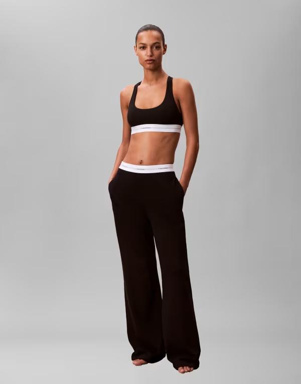 カルバンクライン レディース ボトムス カジュアルパンツ ジャージー Calvin Klein jersey pants with waistband Black ブラック｜ReVida 店