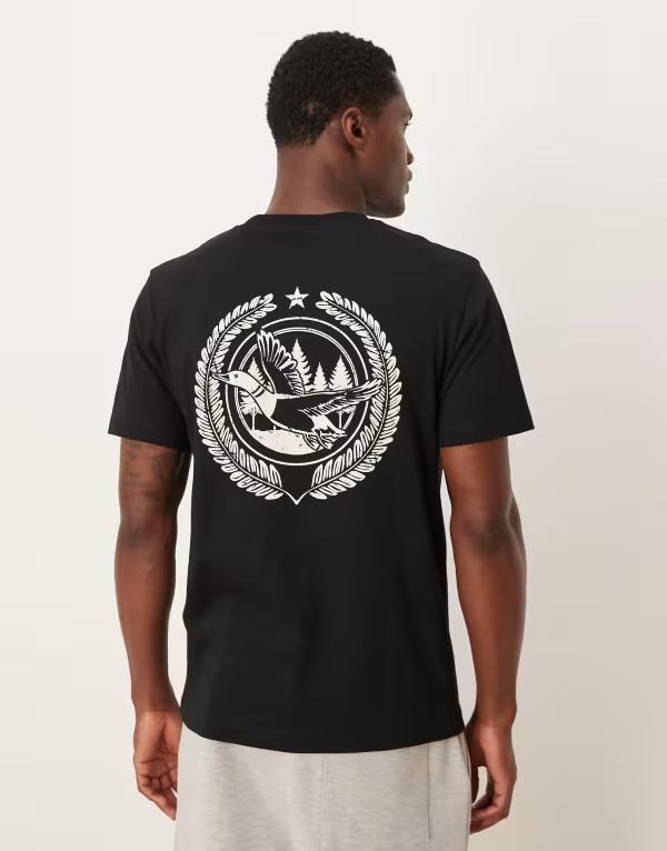 エイソス メンズ トップス Tシャツ グラフィック ASOS DESIGN t-shirt with duck graphic Black ブラック