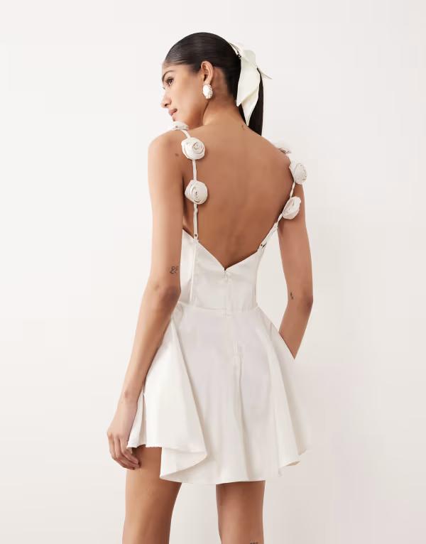 フォーラブアンドレモン レディース トップス ワンピース ミニ For Love & Lemons Orsa Bridal mini dress White ホワイト
