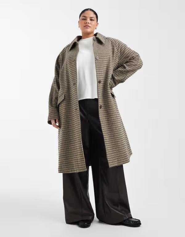 エイソス レディース アウター コート ASOS Curve ASOS DESIGN Curve quilt lined mid length coat in heritage plaid Heritage check チェック 14,785円