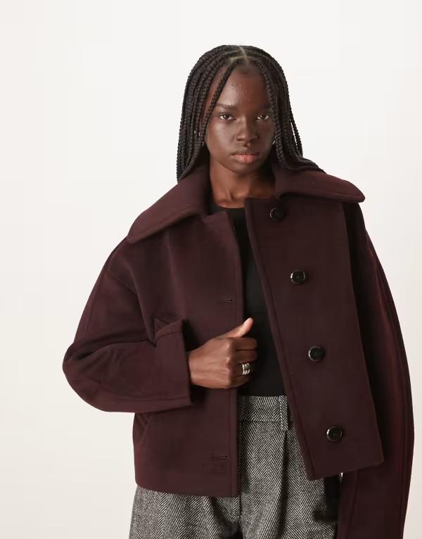 マンゴ レディース アウター 上衣・上衣 Mango shortailored jacket Burgundy バーガンディ