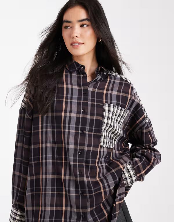 エイソス レディース トップス シャツ ASOS DESIGN oversized shirt in mixed plaid Mixed check チェック