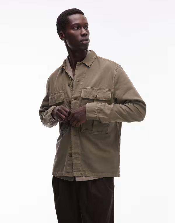 オールセインツ メンズ トップス シャツ Allsaints button up overshirt PASTORAL GREEN グリーン