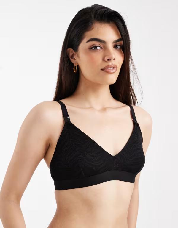 ママライシアス レディース アンダーウェア ブラジャー マタニティ Mama.licious Mamalicious Maternity soft nursing bralet zebra Black ブラック