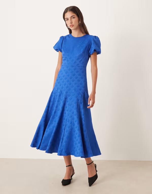 シスタージュン レディース トップス ワンピース ミディ Sister Jane godet jacquard midi dress in colbalt BLUE ブルー