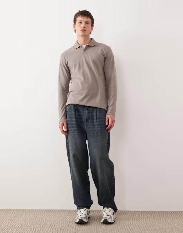 エイソス メンズ ボトムス ジーンズズボン下 テーパードフィット デニム ASOS DESIGN relaxed tapered fit jeans インチ dark wash Dark wash blue 青み
