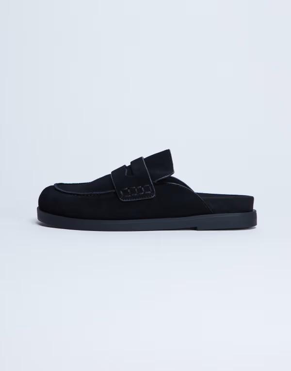 トップショップ レディース シューズ スリッポン・ローファー スエード Topshop Addie real suede mule loafers Black ブラック