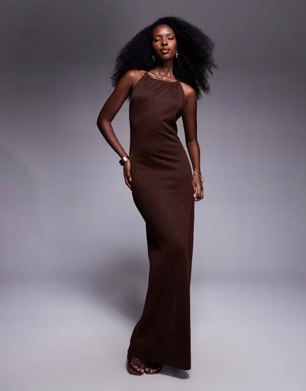 サウス砂浜 レディース トップス 衣装 編み物 マキシ South Beach knitted maxi beach dress インチ dark BROWN 赤銅色