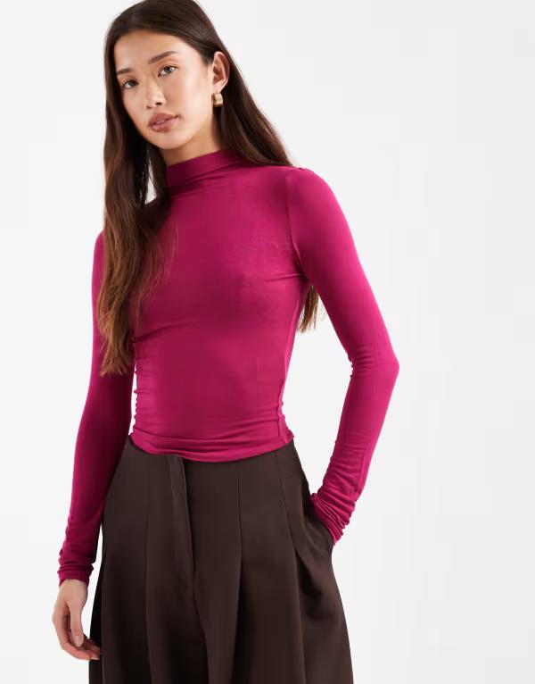 コットンオン レディース トップス シャツ Cotton base layer long sleeve top in dark lotus Dark lotus|ReVida 店