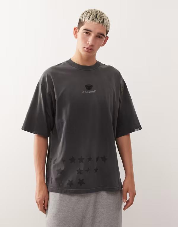 ベイシング エイプ メンズ トップス Tシャツ Aape by A Bathing Ape oversized t-shirt with spray dye Gray グレー