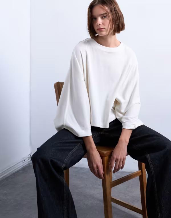 トップショップ レディース トップス Tシャツ Topshop super wide sleeve tee in ecru エクリュ