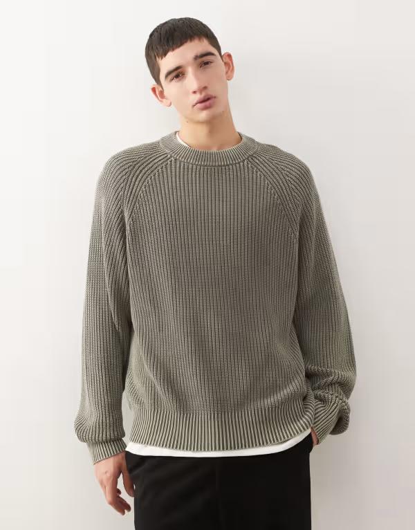 週日 メンズ アウター 編み物・プルオーバー Weekday relaxed knit sweater インチ washed Gray wash 薄墨色