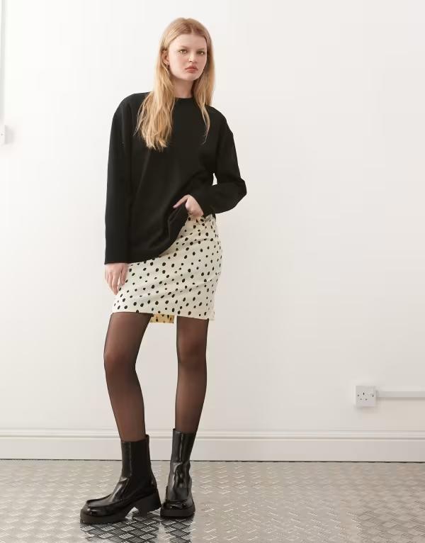 モンキ レディース ボトムスカート ドット ミニ Monki mini skirt in yellow polka dots Yellow イエロー