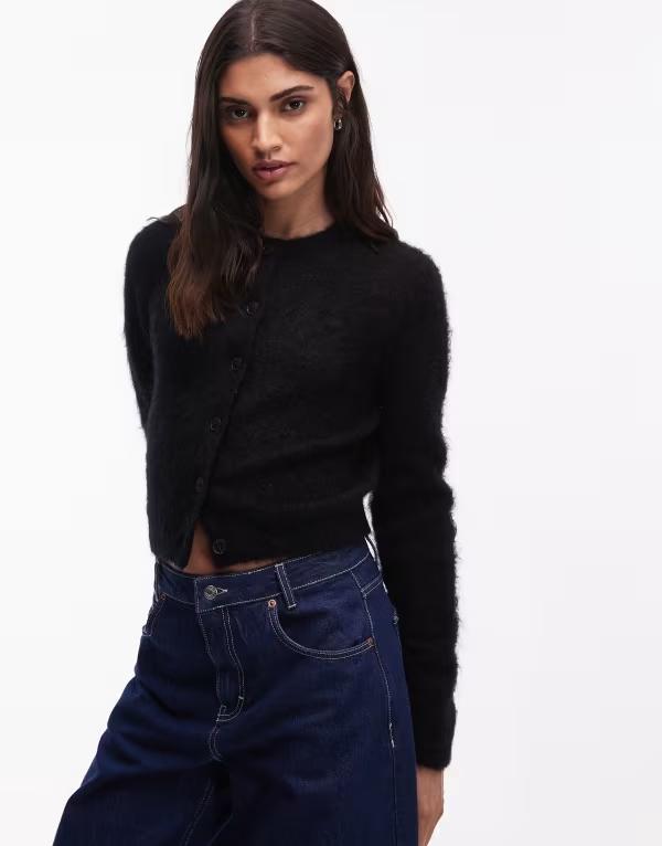 アンドアザーストーリーズ レディース アウター ジレー 羊毛 \u0026 Other Stories mohair and wool mix cardigan Black 黒いこと