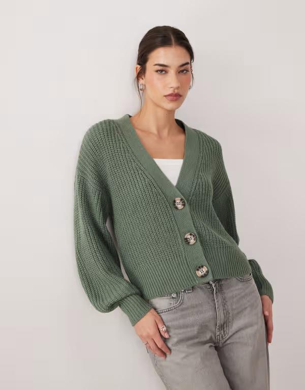 ジェイディーワイ レディース アウター カーディガン JDY slouchy long sleeve cardigan in mid Laurel Wreath グリーン