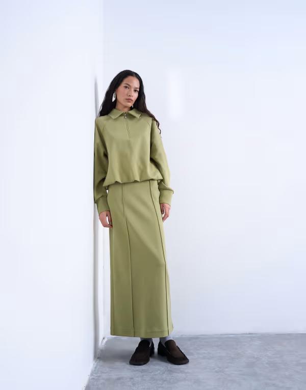 トップショップ レディース ボトムスカート Topshop interlock pencil skirt GREEN グリーン｜ReVida 店