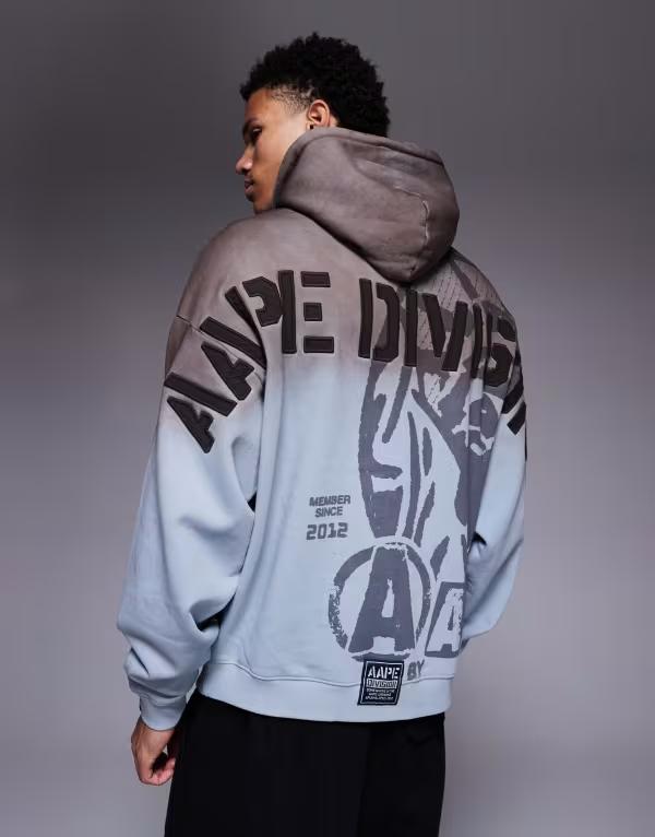 ベイシング エイプ メンズ アウター パーカー・スウェット Aape by A Bathing Ape oversized pullover hoodie in washed blue with back embroidery MBLUE ブルー
