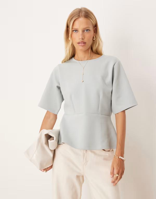 エイソス レディース トップス シャツ ASOS DESIGN loose boxy peplum top - part of a set Gray グレー