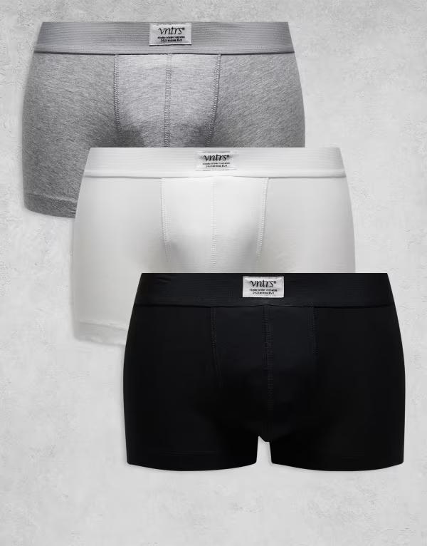 エイソス メンズ アンダーウェア トランクス ASOS DESIGN 3 pack trunk with patch detail on waistband in multi マルチカラー