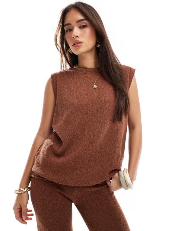 エイソス レディース トップス タンクトップ ニット ASOS DESIGN knit slub tank top in rust - part of a set Rust ラスト
