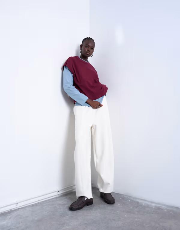 とっ始め販売店 レディース ボトムス 心地好いズボン下 スウェットパンツ アクアラング Topshop scuba-style fabric pintuck barreleg sweatpants インチ ecru エクリュ