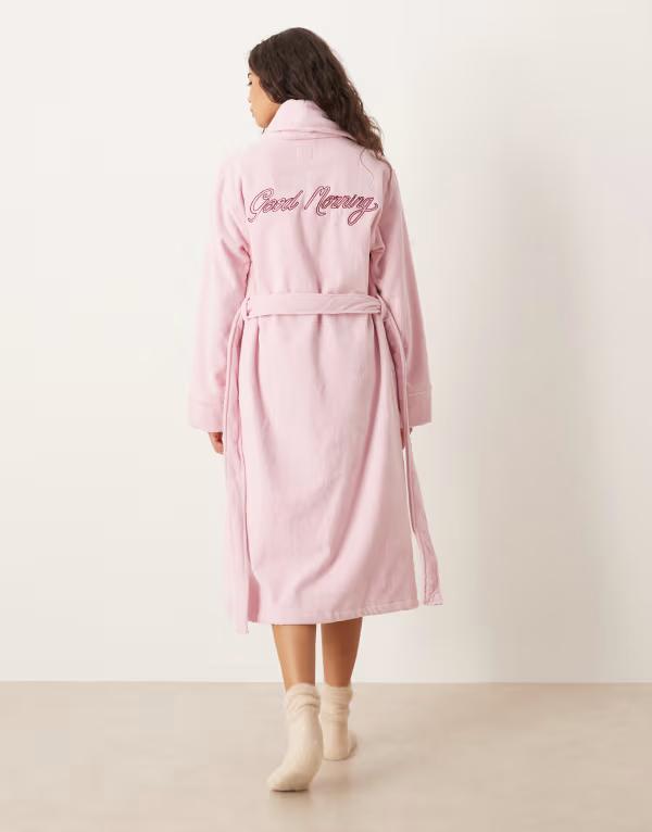チェルシーピア レディース トップス シャツ パイル Chelsea Peers terrycloth robe with good morning embroidery PINK ピンク