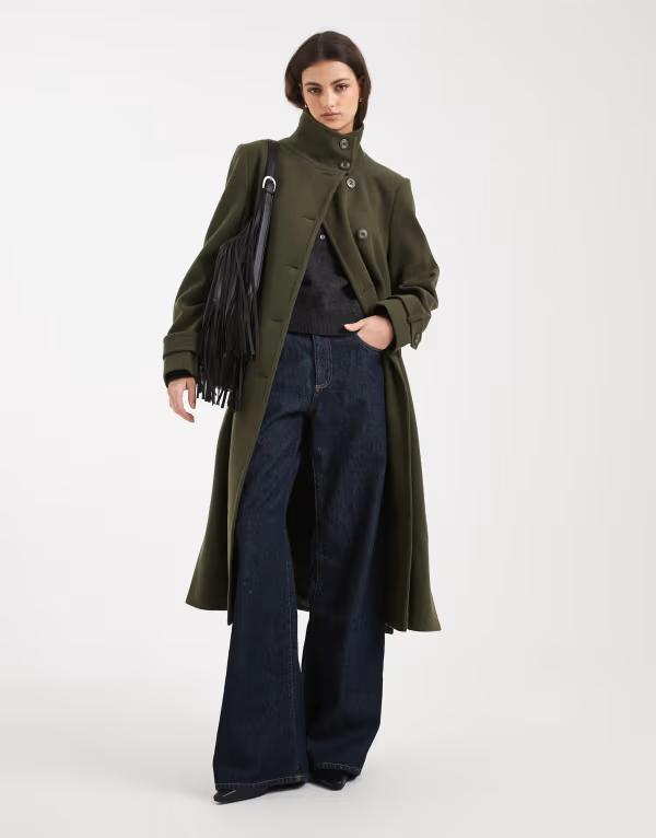ミスセルフフリッジ レディース アウター 厚地の外套 Misselfridge formal funnel coat Khaki カーキ