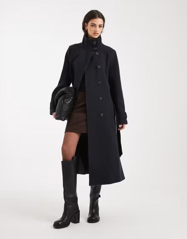 ミスセルフフリッジ レディース アウター 厚地の外套 Misselfridge formal funnel coat NAVY 米国海軍