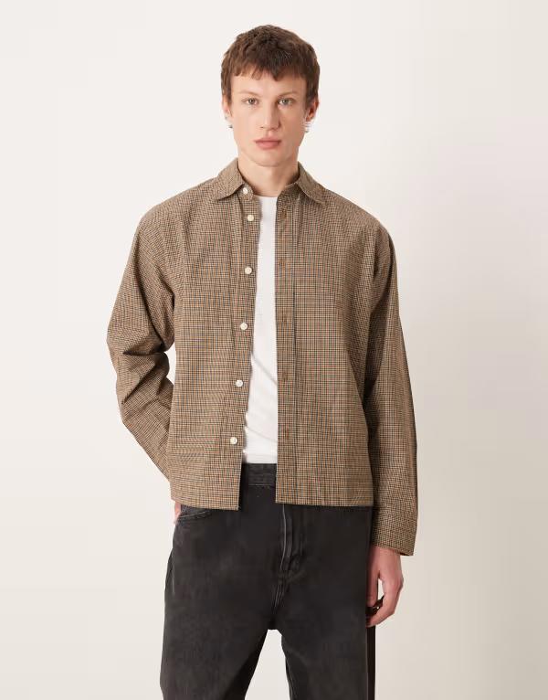 セレクテッドオム メンズ トップス シャツ Selected Homme Selected oversized boxy plaid shirt Chocolate-torte plaid チョコレート