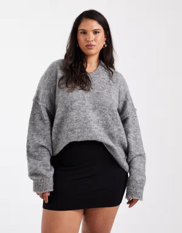 エイソス レディース ボトムスカート ミニ ジャージー ASOS Curve ASOS DESIGN Curve jersey mini skirt Black ブラック