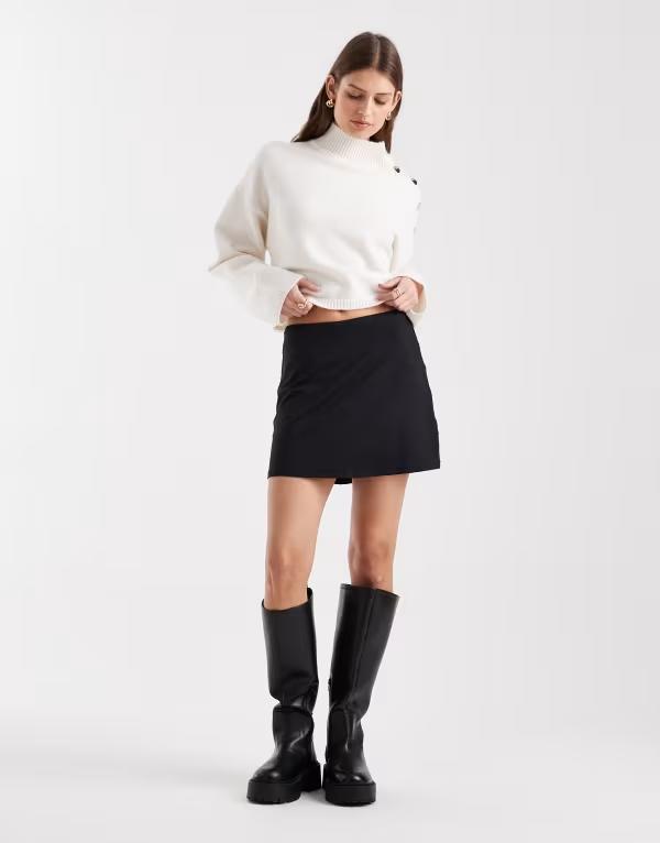 エイソス レディース ボトムス ハーフパンツ・ショーツ ミニ ASOS DESIGN polyamide slinky mini skort Black ブラック
