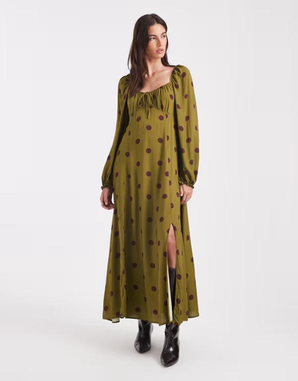 ミスセルフフリッジ レディース トップス ワンピース ドット柄 ドット マキシ Misselfridge spun maxi tea dress in polka dot Polka dot ドット