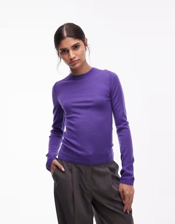 アンドアザーストーリーズ レディース アウター ニット・セーター スリムフィット ウール & Other Storieslim fit pure merino wool sweater PURPLE パープル｜ReVida 店