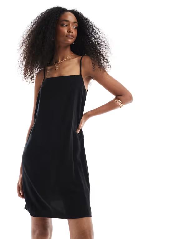 ヴェロモーダ レディース トップス ワンピース ミニ Vero Moda square neck camini dress Black ブラック