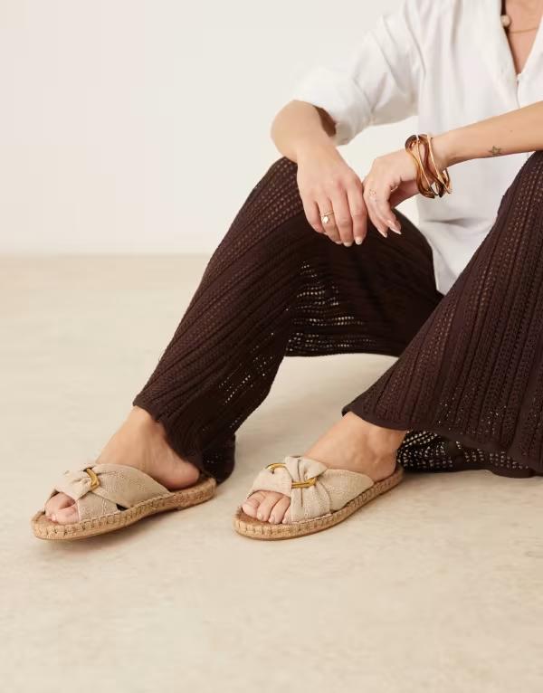 エイソス レディース シューズ サンダル ASOS DESIGN Jade knotted espadrille mules inatural NATURAL